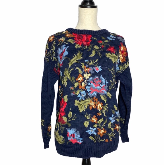 Vintage Sweaters - VINTAGE | Cottagecore Floral Knit Sweater